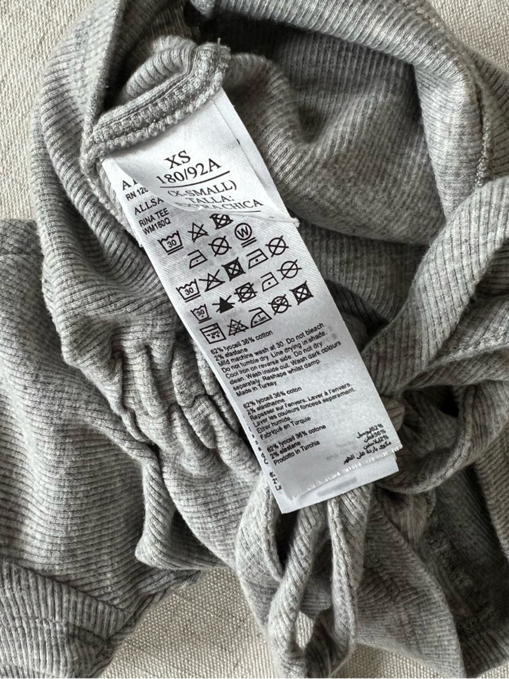 All Saints Ruched Tie-Front Ribbed V-Neck Top - Picture 6 of 6